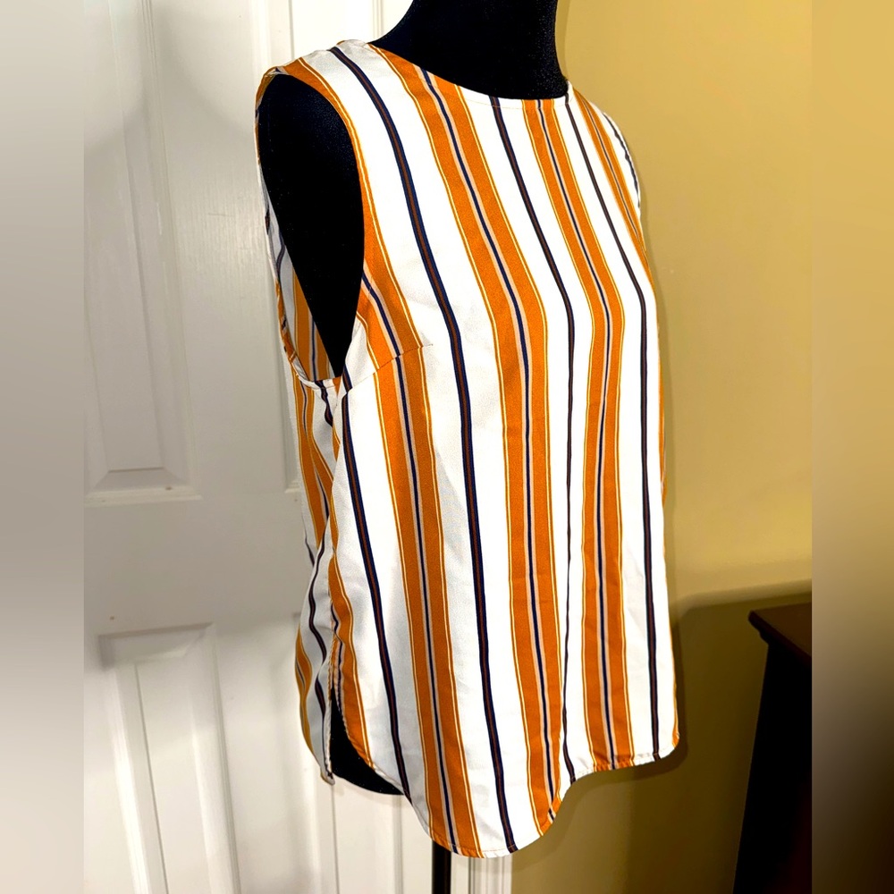 Small forever 21 Striped Sleeveless Top - Orange, White, and Black - Picture 2 of 6